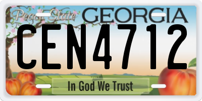 GA license plate CEN4712