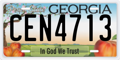 GA license plate CEN4713