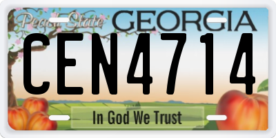 GA license plate CEN4714