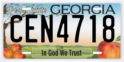 GA license plate CEN4718