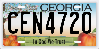 GA license plate CEN4720