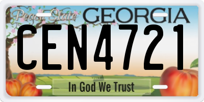 GA license plate CEN4721