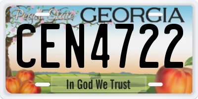 GA license plate CEN4722
