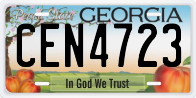 GA license plate CEN4723