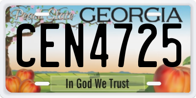 GA license plate CEN4725