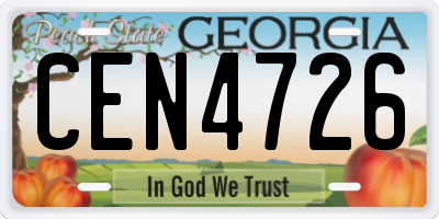 GA license plate CEN4726