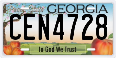 GA license plate CEN4728