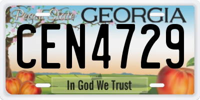 GA license plate CEN4729