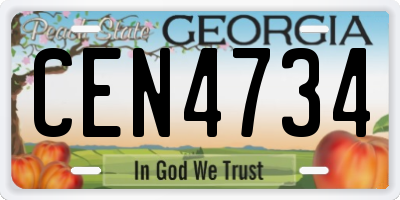 GA license plate CEN4734
