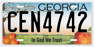 GA license plate CEN4742