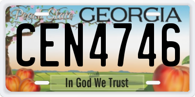 GA license plate CEN4746