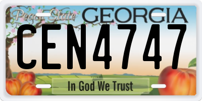 GA license plate CEN4747