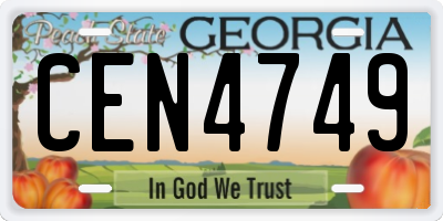GA license plate CEN4749