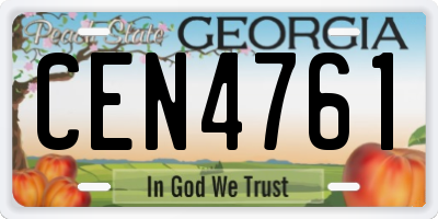 GA license plate CEN4761