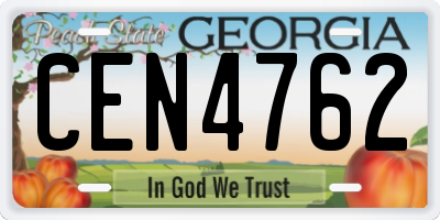 GA license plate CEN4762