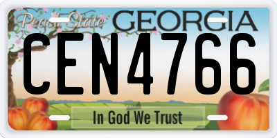 GA license plate CEN4766