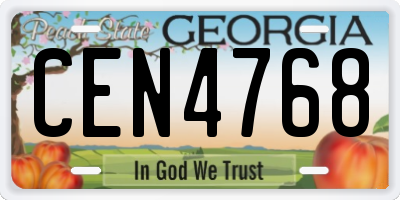 GA license plate CEN4768