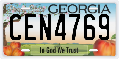 GA license plate CEN4769