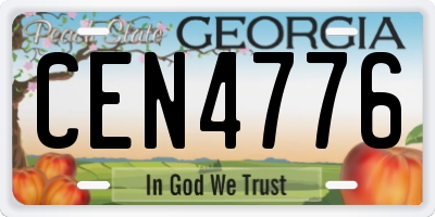 GA license plate CEN4776