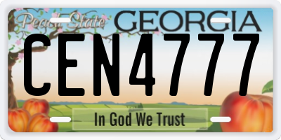 GA license plate CEN4777
