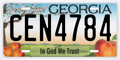 GA license plate CEN4784