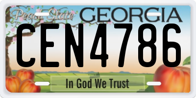 GA license plate CEN4786