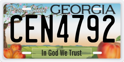 GA license plate CEN4792