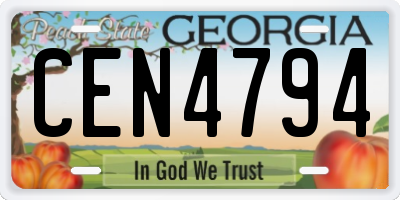 GA license plate CEN4794