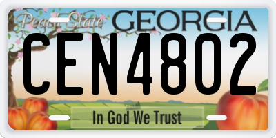 GA license plate CEN4802