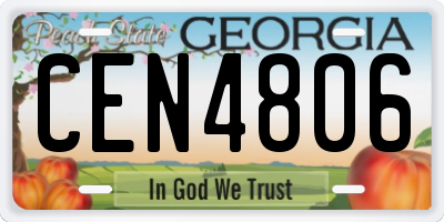 GA license plate CEN4806
