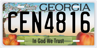 GA license plate CEN4816