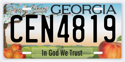 GA license plate CEN4819