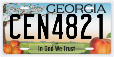 GA license plate CEN4821