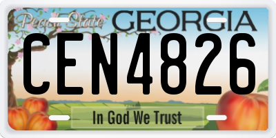 GA license plate CEN4826