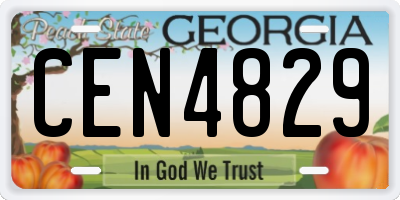 GA license plate CEN4829