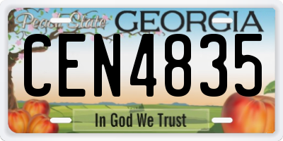 GA license plate CEN4835