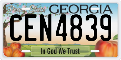 GA license plate CEN4839