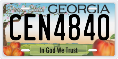 GA license plate CEN4840
