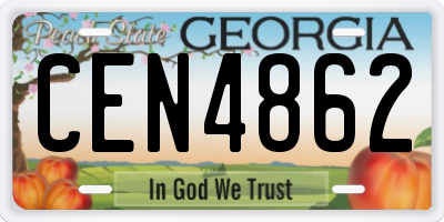 GA license plate CEN4862