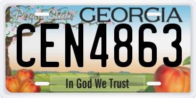 GA license plate CEN4863