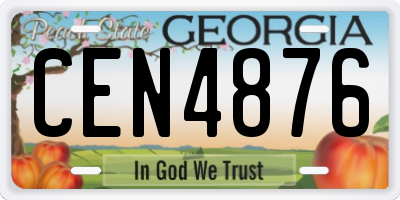 GA license plate CEN4876