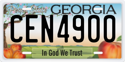 GA license plate CEN4900