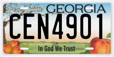 GA license plate CEN4901