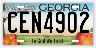 GA license plate CEN4902