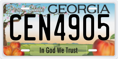 GA license plate CEN4905