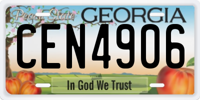 GA license plate CEN4906
