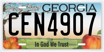 GA license plate CEN4907