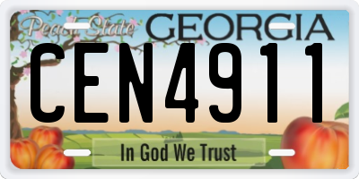 GA license plate CEN4911