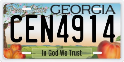 GA license plate CEN4914
