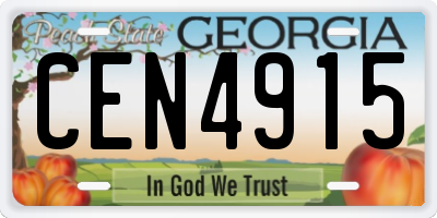 GA license plate CEN4915